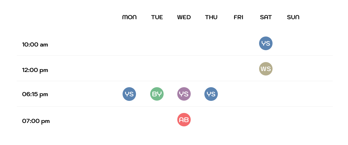 MYG Schedule